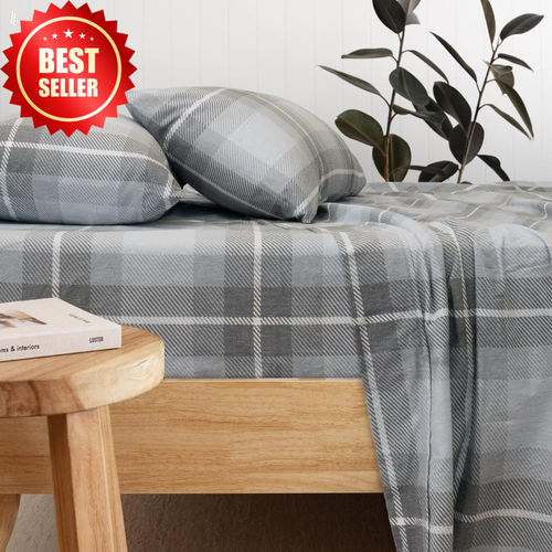 Harrison Flannelette Sheet Set King Single - Picture 4 of 12