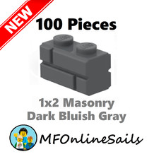 **NEW** 100x Genuine LEGO 1x2 Masonry Bricks - Dark Bluish Gray - Piece  98283