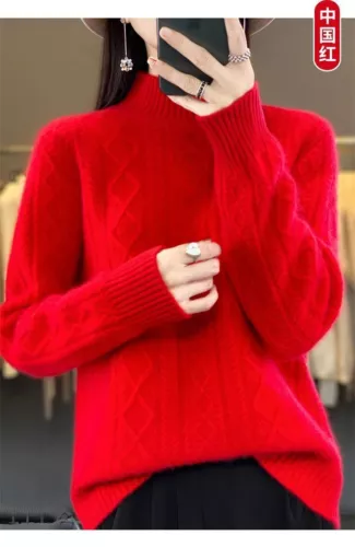 Women Sweater Wool Turtleneck Cashmere Knitwaer Casual Pullover Tops - Picture 18 of 36
