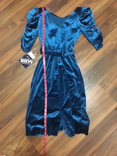 NEW Vintage BRW Ulcama Dark Teal Blue Green Dress Arnel Nylon - Picture 8 of 9
