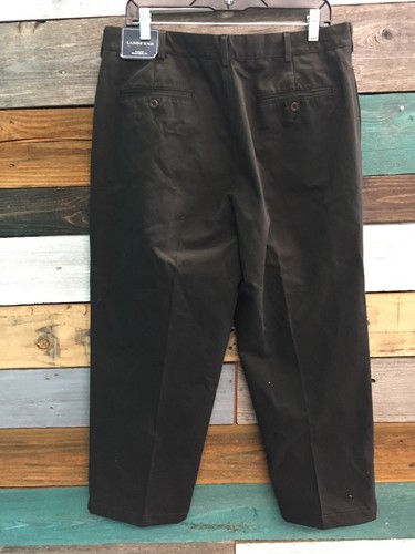 Lands End Brown Traditional Fit Pleated Front Slacks Men's Size 36 NEW* - Picture 2 of 10