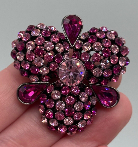Rhinestone Flower Brooch Joan Rivers Pink