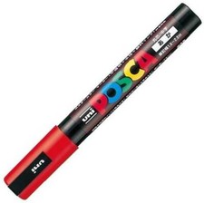 Uni Posca PC5M.15 Water-Based Paint Marker, Medium Point, Red