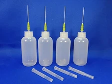 4 PACK 0.7 fl. oz HIGH QUAILITY OIL OR GLUE BOTTLES NEEDLE APPLICATOR ! 
