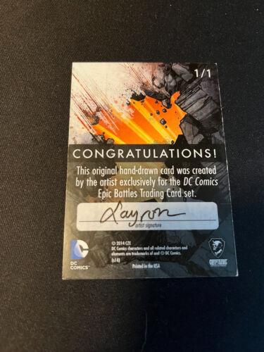 2014 Cryptozoic DC Comics Epic Battle Sketch Card Layron DeJarnette Original 1/1 - Picture 2 of 2