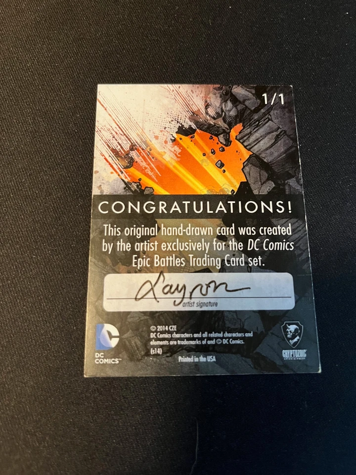 2014 Cryptozoic DC Comics Epic Battle Sketch Card Layron DeJarnette Original 1/1 - Image 2 of 2