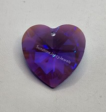 Swarovski Crystal Blue Violet AB 28mm Heart 8781 Pendant; Suncatcher Logo Etch