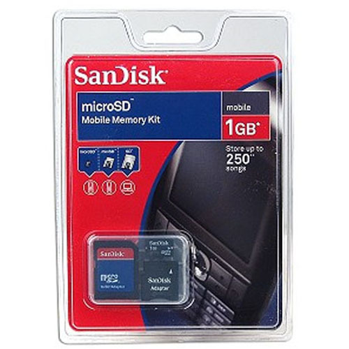 NEW 1GB SanDisk Micro SD Memory Card with miniSD + SD Adapter Retail
