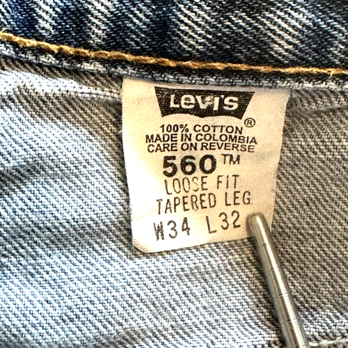 Levi's 560 Jeans Men's Size 34x32 Loose Fit, Tapered Leg Vintage - Columbia - Picture 11 of 14