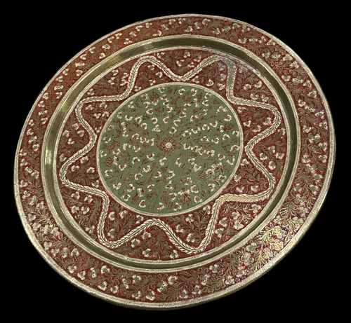 Vintage Brass Decorative Platter 13 Inch Diameter