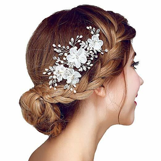 Meiysh Bridal Flower Side Hair Clips Pearl Headpiece Wedding