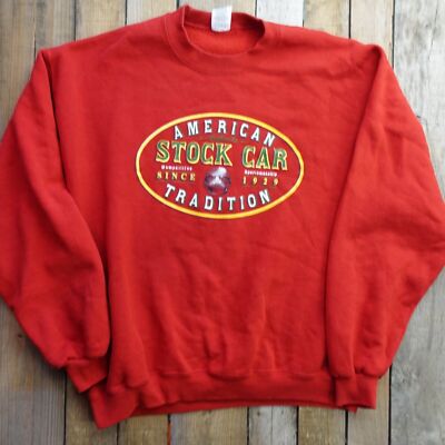 Stock Car American Tradition Sweat Shirt Mens Size L Red