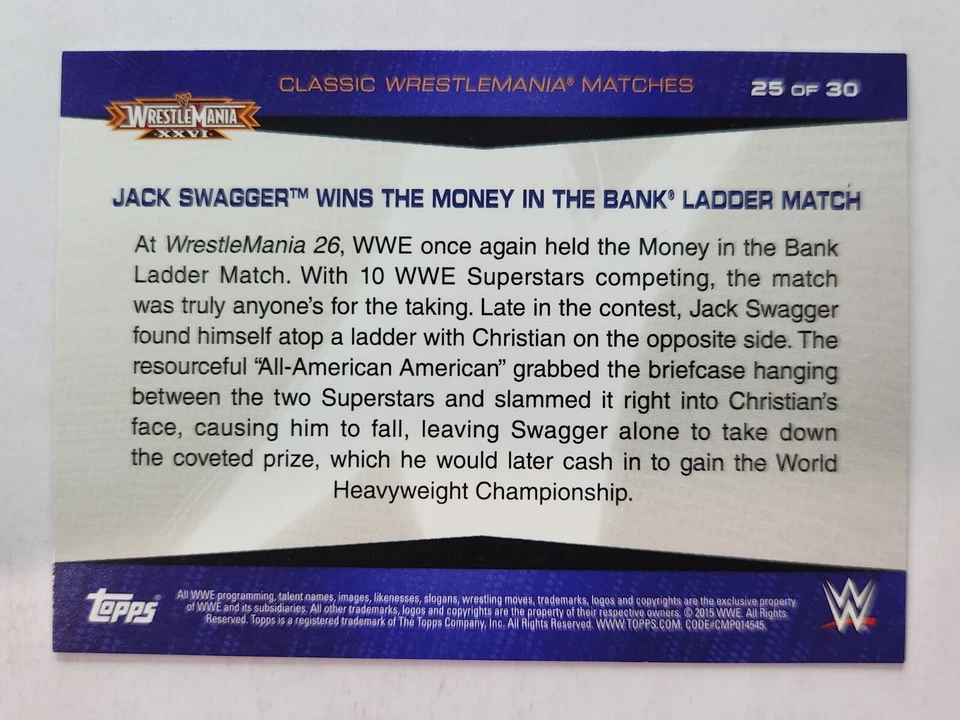 2015 WWE Road to Wrestlemania Classic Matches #25 JACK SWAGGER WINS - Image 2 of 2