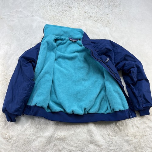 Vintage Patagonia Fleece Lined Bomber Jacket Style 28109 Boys Size 10 Blue - Picture 2 of 12