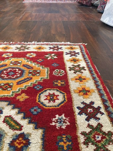 On Sale Hand Knotted Indo Kazak Oushak Geometric Area Rug Carpet 3x5ft,N3 - Picture 11 of 12