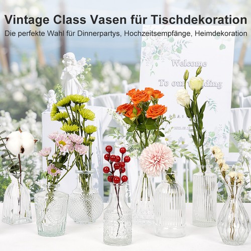 16 Mini Glasvasen für Tischdeko kleine Vasen Hochzeitsdeko Vintage Vasen Deko - Bild 4 von 8