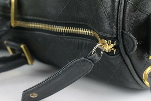 Chanel Boston Duffle Bag schwarz gesteppt Lammleder mit Riemen 1110c8 - Bild 9 von 12