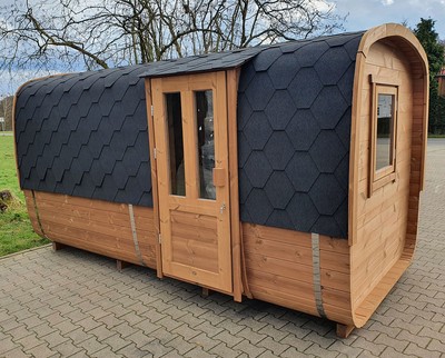 Sauna Haus Gartensauna 4 m Thermoholz mit Holzofen Banja Montiert Muster