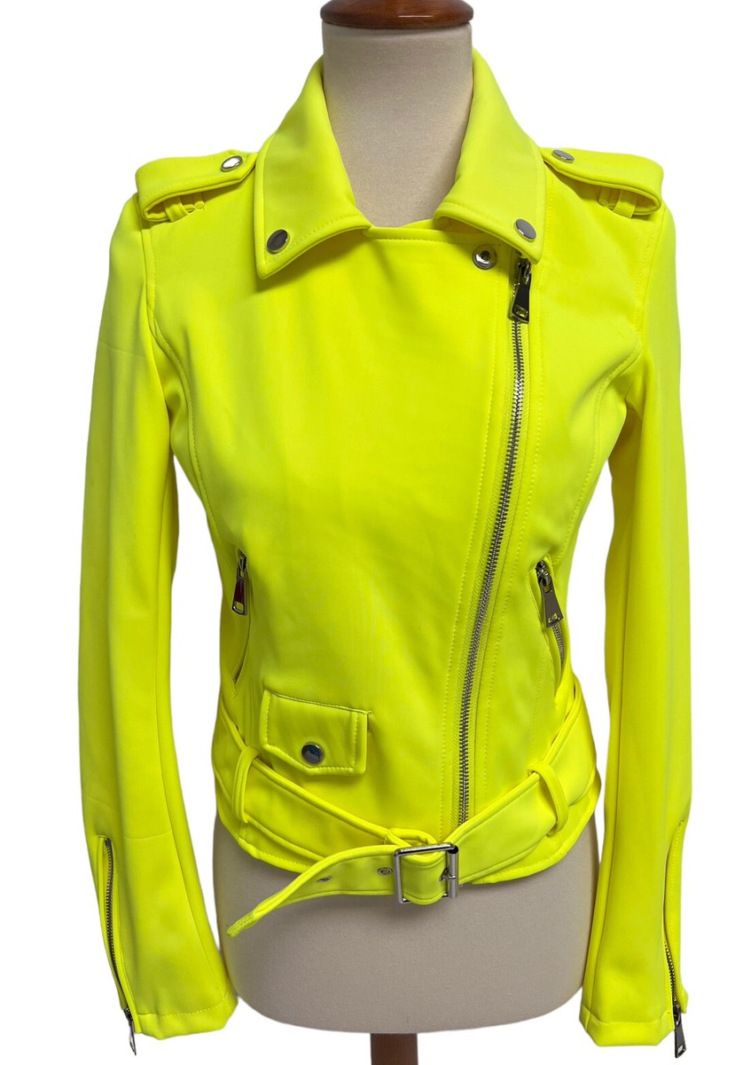 Azalea Wang Women's Long Sleeve Bright Neon Yellow Zip Up Azalea Wang Women's Long Sleeve Bright Neon Yellow Zip Up