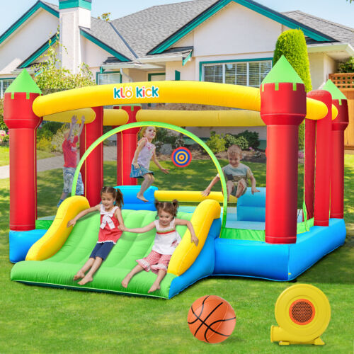 Inflatable Bouncer with Blower Jumping Castle Dual Slide Family Bouncy Castle