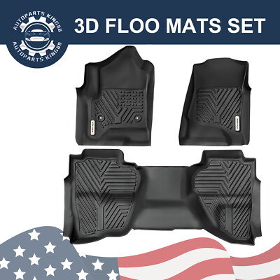 3D Floor Mat Floor Liner for 2014-2019 Chevy Silverado GMC Sierra Double Cab TPE