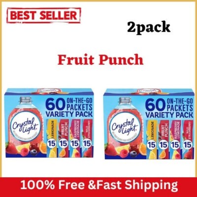 2pk Crystal Light Lemonade Fruit Punch Powdered Drink Mix Variety Pack 120ct