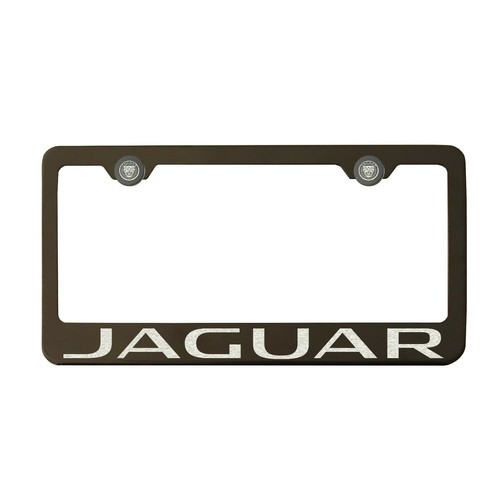 Fit New Jaguar T304 Laser Etching SS Black Chrome License Frame w/Metal Cap - Picture 2 of 6