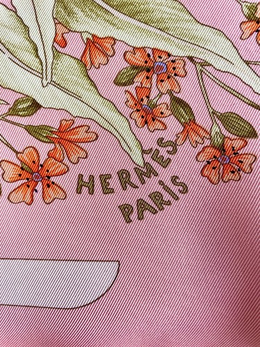 Hermès 90 Seidentuch La Prairie Schal Foulard Carré Hermes rosa - Bild 4 von 8