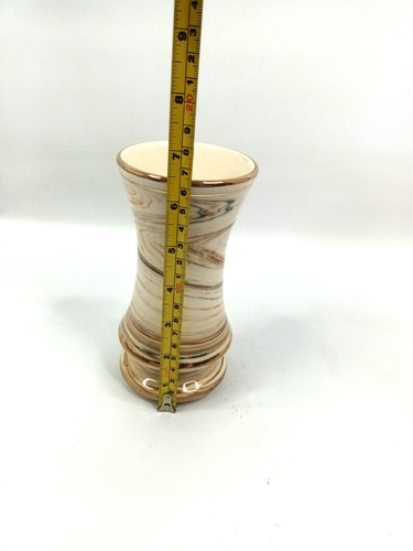 Jarrón de cerámica griego Panapale hecho a mano adorno de oro crema Grecia oro 24k 6,5" - Imagen 7 de 8