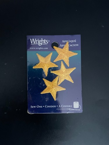 Wrights, yellow star applique, contains 4 sew-on appliques, crafts, sewing, home