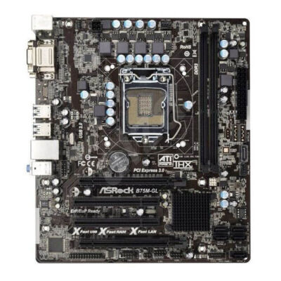 For ASRock B75M-GL Motherboard LGA1155 DDR3 VGA DVI USB3.0 PCIe 3.0 M-ATX Tested
