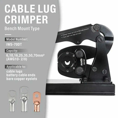Point type table crimping tools for 6-70mmq 10-2/0AWG Battery lugs - Picture 2 of 6