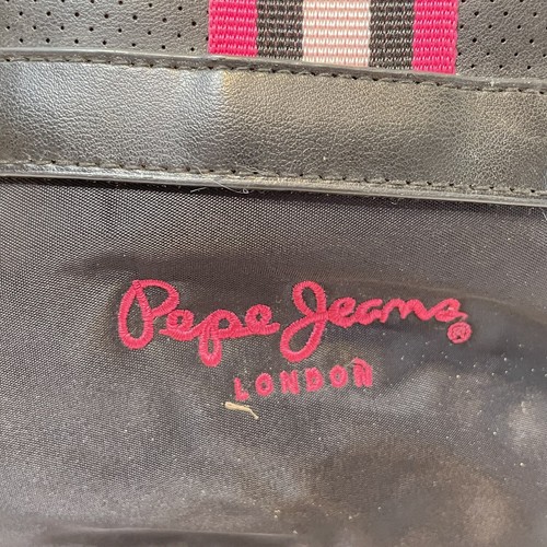 Vintage Pepe Jeans London Bucket Style Bolso Bolso Doble Asas Negro Rosa - Imagen 5 de 9