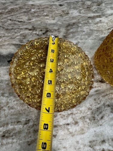 Golden Bernstein Gänseblümchen und Knopfbutter Geschirr Käse Geschirr Kuppel mit Deckel Vintage SELTEN - Bild 3 von 5