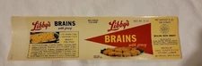 Vintage Libby's Brains with gravy Can Label Original-NOS -RARE- Chicago, Il USA