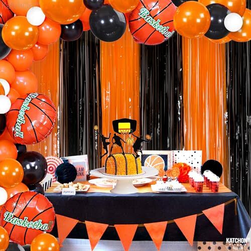 KatchOn, Black and Orange Foil Fringe Curtain - XtraLarge 8x3.2 Feet, Pack of - Picture 7 of 7