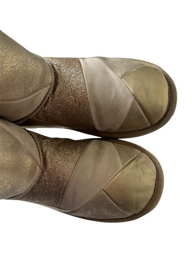 UGG Womens Hippie Classic Short II Patchwork Boots Leather Gold 1096431K Sz 6 - Picture 5 of 12