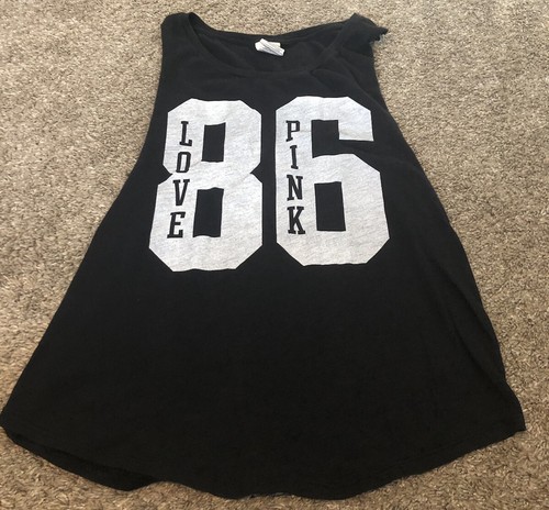Victoria Secret Pink Womens Tank Top Size Xs Black (A18)