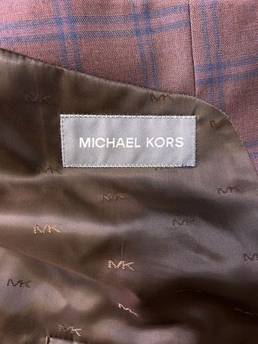 Michael Kors Men's Modern-Fit Wool-Blend Suit Jacket Lt Red/Blue Plaid 44S NWT - Picture 4 of 5