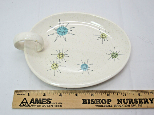 MCM Franciscan Atomic Starburst Open Jam Plate Ring Handle Mid-Century Modern - Picture 9 of 10