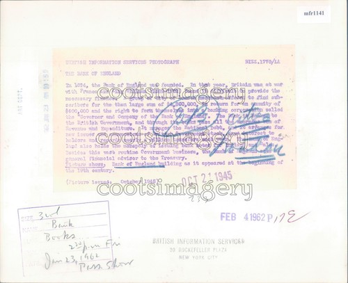 1945 Pressefoto Künstler Zeichnung Bank of England London - Bild 2 von 2