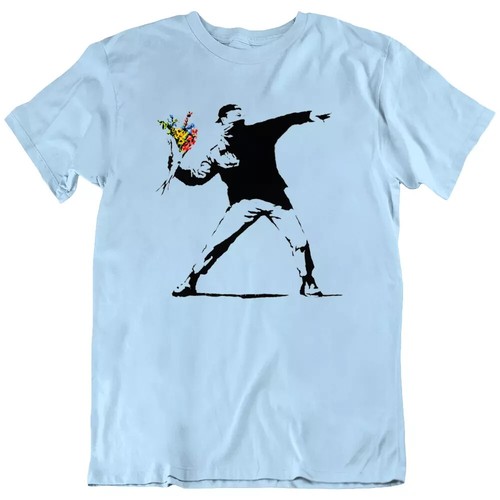 Flower Love is in the Air Banksy Urban Art Flower Thrower T Shirt Tee Gift New - Picture 10 of 11