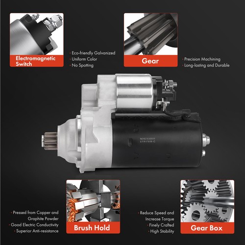 Starter Motor for Volkswagen Jetta 1994-2002 Corrado Golf Passat 1.8kW 9T CCW - Picture 4 of 8