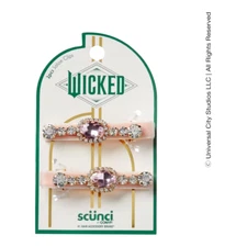 Scünci Wicked COLLECTORS EDITION 2PK Pink Velvet-Wrapped Salon Clips With Stones