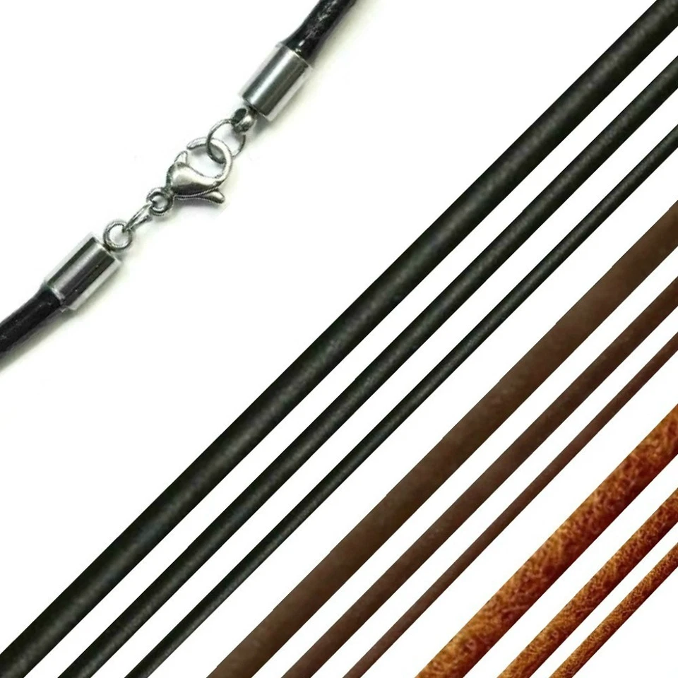 19CM - 80CM LEDER HALSKETTE KETTE SCHWARZ BRAUN LEDERKETTE LEDERBAND HALSBAND - Bild 1 von 1