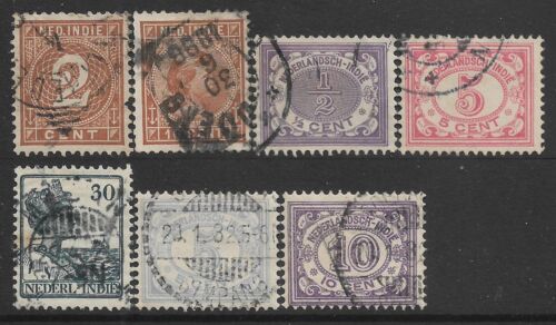 1899-1922 Netherlands Indie 7 Used Stamps (Michel # 18b,23,40,113,121,142)