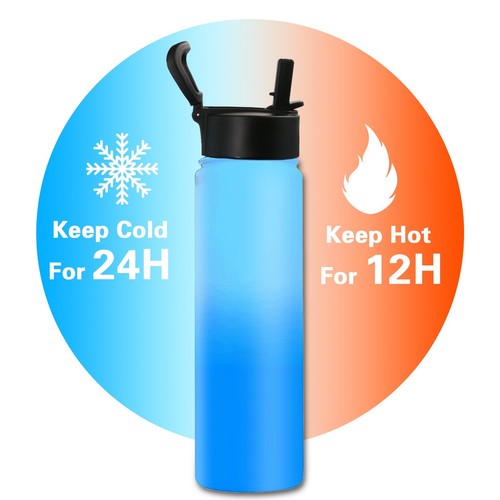 Stainless Steel Vacuum Insulated Water Bottle 24oz Leak proof Keep Hot/Cold BLUE - Picture 2 of 7