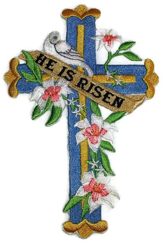 Heiliges Kreuz mit Natur Kopfgeld bestickt aufbügeln Aufnäher - Bild 9 von 10