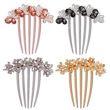 4 Packs Rhinestones Hair Side Combs Accessories Crystal Hairpins Barrettes Clips