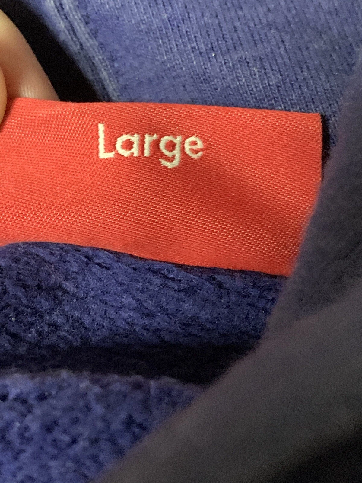 Supreme Felpa con Cappuccio Rib Metallizzato Dark Royal Taglia Large Autentica